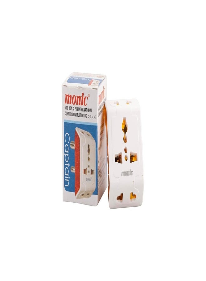 Monic 3 pin Universal Multi-Plug 6 xx 16A International Multi Plug Travel Adapter with Indicator (Pack of 3) (MM 602) - Image 1